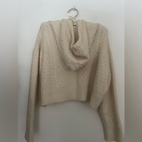 zara Cream Knit Cropped Hoodie sweater small - Picture 8 of 12
